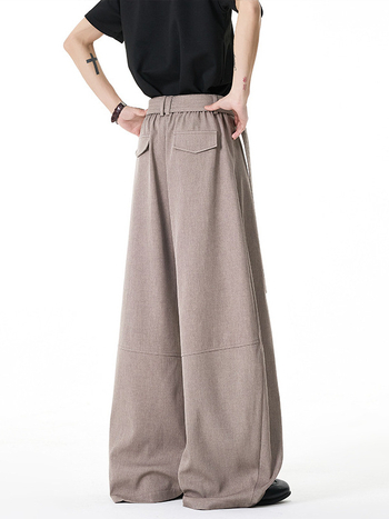 Pantaloni bărbați în stil Kendō, cu două centuri, plisate și drapate, lungi, drepti, ușor evazați