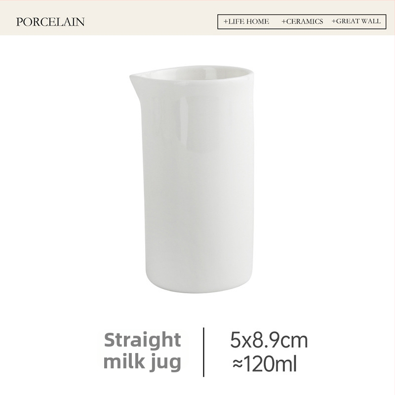 Mliečnik európskeho štýlu s ostrým výtokom, porcelán, 100 ml, s lyžičkou na latte art