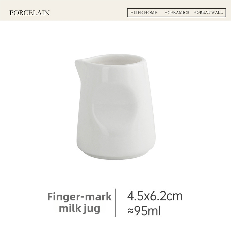 Mliečnik európskeho štýlu s ostrým výtokom, porcelán, 100 ml, s lyžičkou na latte art