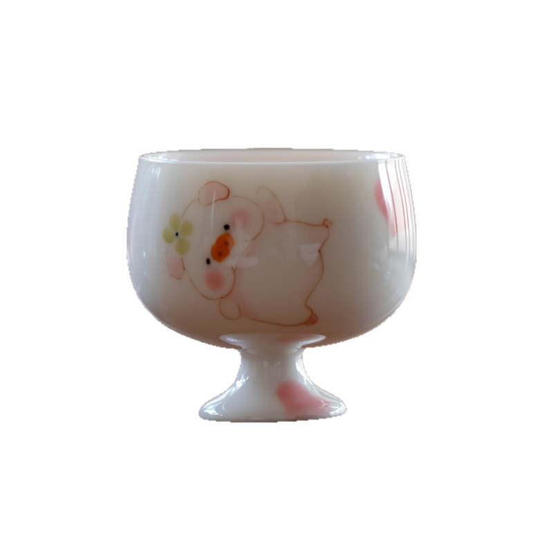 Porcelanska čajna šalica s ručno oslikanim motivom simpatičnog praseta, kineski stil, za žene