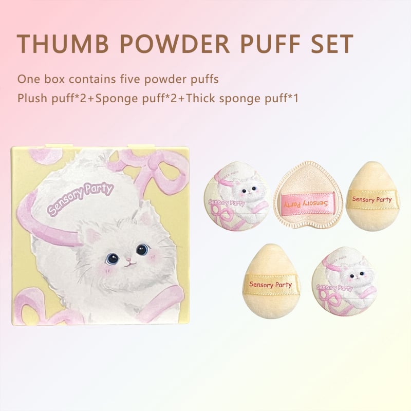 Sensory Party Meow Dream Diary – Σετ 5 δαχτυλικών puff, βελούδινα σφουγγαράκια για ρουζ