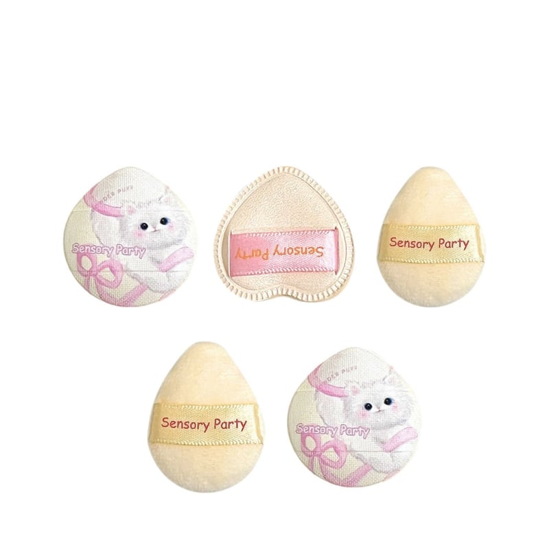 Sensory Party Meow Dream Diary – Σετ 5 δαχτυλικών puff, βελούδινα σφουγγαράκια για ρουζ