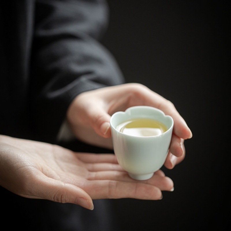 Porcelanska Gongfu šalica za čaj s cvjetnim rubom, mala, jednostavna, jednobojna, kineskog stila