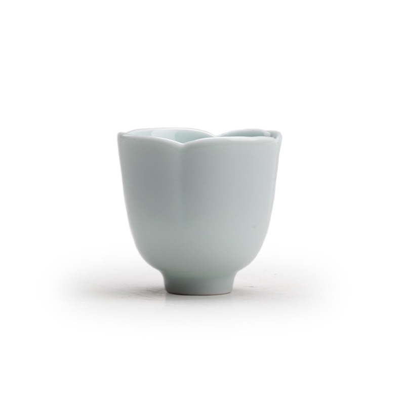 Porcelanska Gongfu šalica za čaj s cvjetnim rubom, mala, jednostavna, jednobojna, kineskog stila