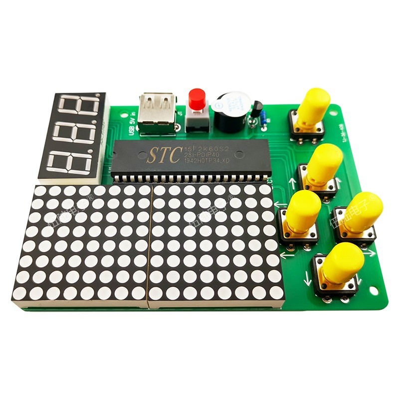 Pixel játék-konzol készlet mikrokontrollerrel, Snake és Tetris áramkör, DIY forrasztás TJ-56-408