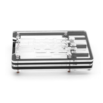 Akrilno kućište za Raspberry Pi 5, 5 slojeva, crno-prozirno dvobojno, kompatibilno s pločom Raspberry Pi 5.