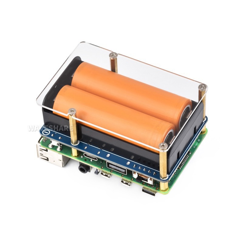 UPS модул за Raspberry Pi с голям капацитет 21700, версия с едновременно зареждане и разреждане, 5V изход