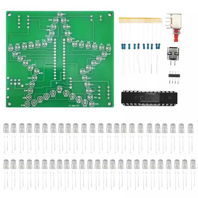 Színes LED ötágú csillag futó fény DIY elektronikus készlet 8051 mikrovezérlő TJ-56-171