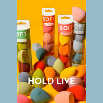 HOLD LIVE Szépségtojás Szett – Rendkívül puha, pormegkímélő, száraz és nedves használathoz, ferde, csepp alakú alapozó szivacs, 3 darab