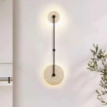 Žuta travertinska zidna lampa u japanskom stilu – retro luksuz, minimalistički dizajn, pogodna za spavaću sobu, hodnik, dnevni boravak i blagovaonu