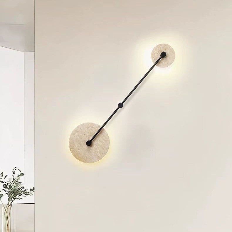 Žuta travertinska zidna lampa u japanskom stilu – retro luksuz, minimalistički dizajn, pogodna za spavaću sobu, hodnik, dnevni boravak i blagovaonu