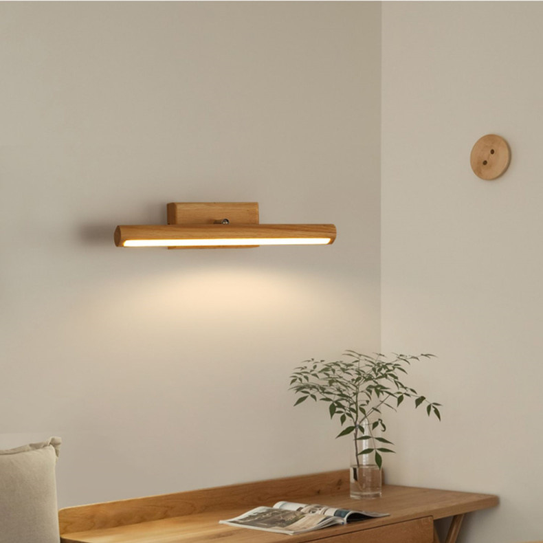 LED zidna svjetiljka od masivnog drveta, moderni minimalistički nordijski dizajn, za spavaću sobu, studij, ulaz ili hodnik, svjetlo pred ogledalom, model B1688