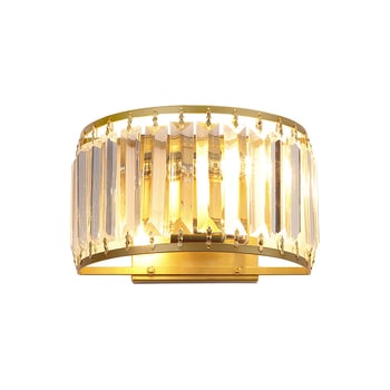 Kristalna zidna svjetiljka u američkom stilu – crno-zlato željezni Art Deco LED rasvjeta za dnevni boravak, pozadinu TV-a, hodnik i noćnu lampu.