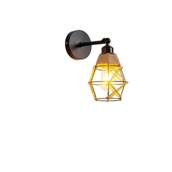 Stenska lampa u američko-retro-industrijskom stilu s konopnim užetom kao abažurom, LED svjetlom, tijelo od željeza — pogodna za blagovaonicu, dnevnu sobu, hodnik, balkon, spavaću sobu i radnu sobu