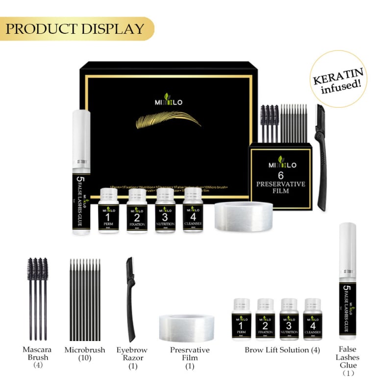 Set keratin pentru curlingul genelor și sprâncenelor — perm cu metodă rece, delicat