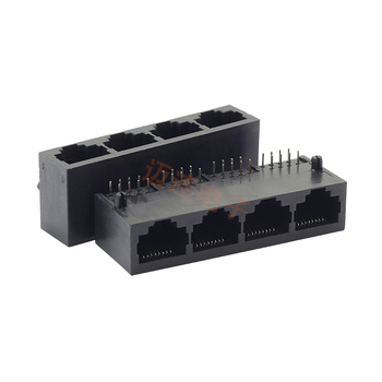 RJ45 δικτυακός συνδετήρας, 8P8C, 1×4 θύρες, οριζόντιος τετραπολικός θηλυκός υποδοχέας