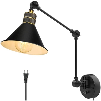 Zidna lampa za spavaću sobu u retro američkom country stilu, dugačak savitljivi rameni s preklopnim mehaničkim dijelom, priključak, podesiva svjetlost