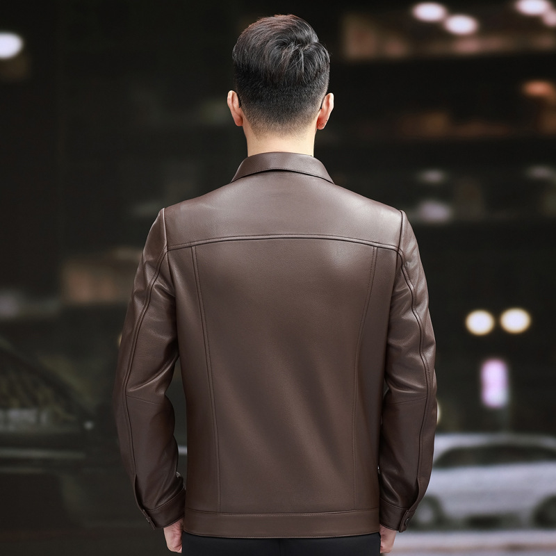 Jachetă din PU pentru bărbați, cu Lapel, fermoar, croială Slim, casual, primăvara 2025, stil high-end