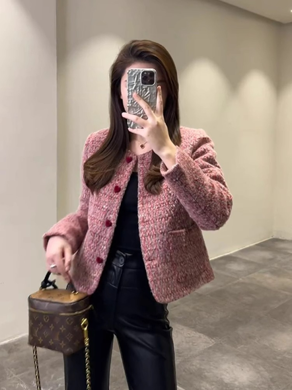 Francia stílusú rövid tweed kabát nőknek, 2025 új modell, elegáns és magas minőségű, kis testalkathoz, modell A8710