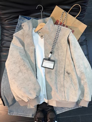 Amerikai stílusú tie-dye PU bőrdzseki férfiaknak, őszi-téli divat, 2026-os új modell, álló gallér, bik­er dzseki