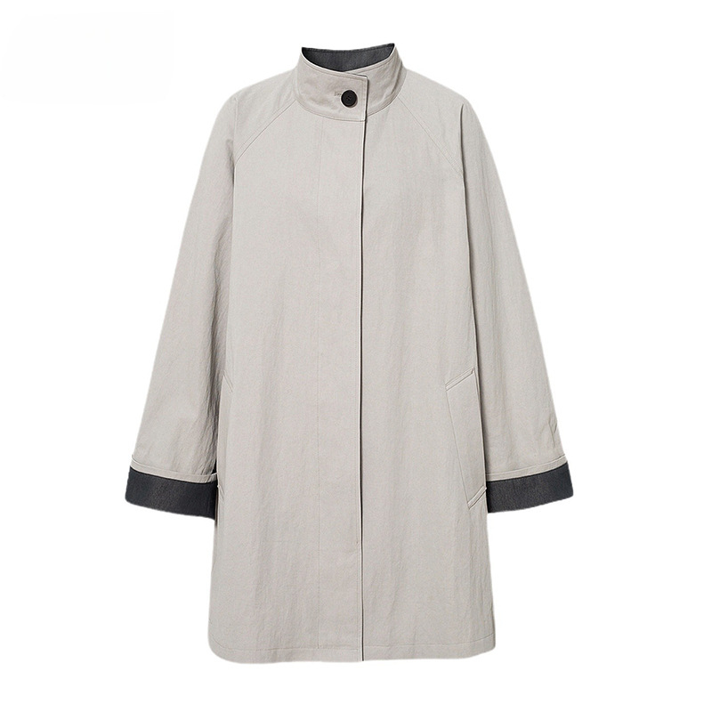 Női tavaszi windbreaker kabát kontrasztos mandzsettákkal, 5H2160061
