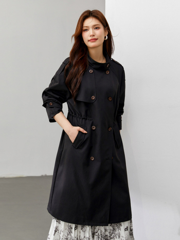 Palton casual cu șnur, stil coreean, plus size, poliester, primăvara 2025