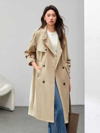 Palton casual cu șnur, stil coreean, plus size, poliester, primăvara 2025