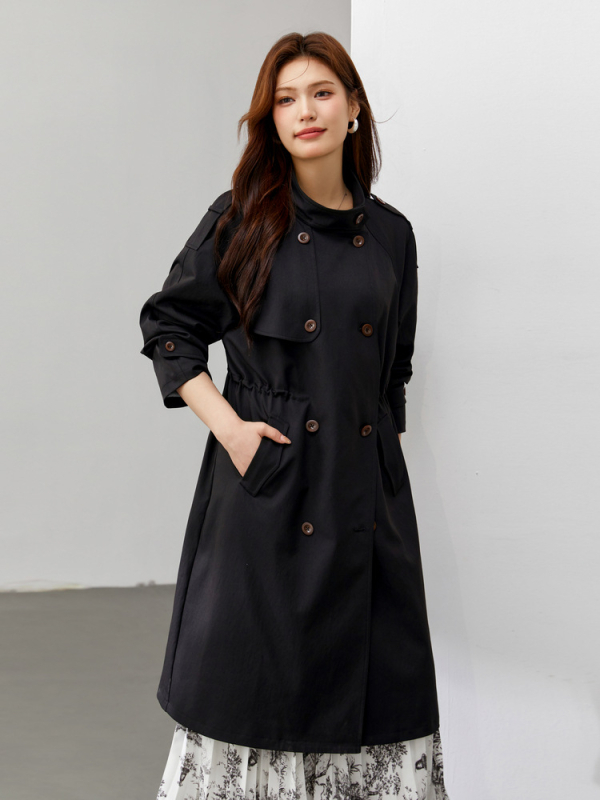 Palton casual cu șnur, stil coreean, plus size, poliester, primăvara 2025