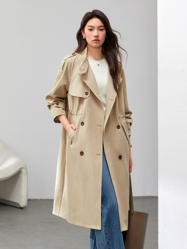 Palton casual cu șnur, stil coreean, plus size, poliester, primăvara 2025