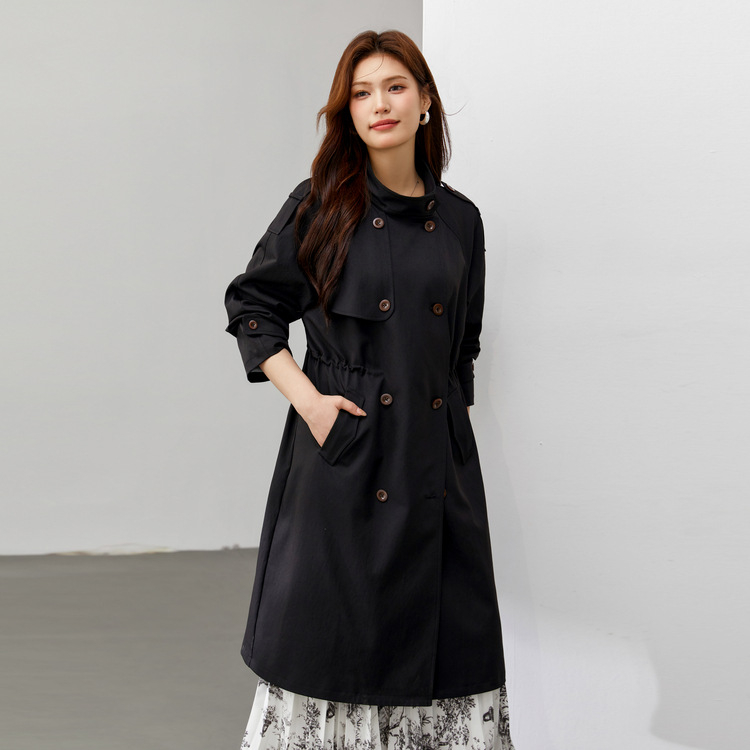 Palton casual cu șnur, stil coreean, plus size, poliester, primăvara 2025