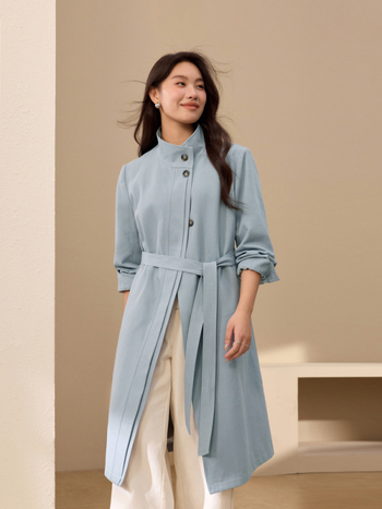 Lingfeng Palton trench în nuanță ambra, croială lejeră, lungime medie, pentru femei plus size, toamnă