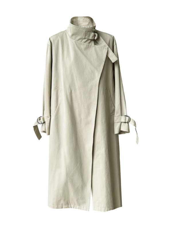 Női középhosszú trench kabát, brit minimalist stílus, csendes lux, ősz, 9972