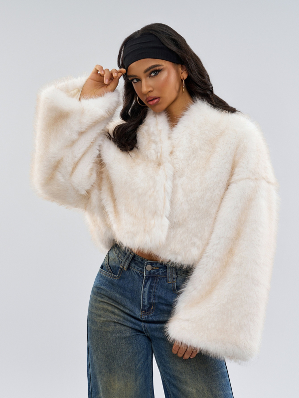 Ženska kratka jakna od umjetnog krzna za zimu, retro stil, gradski stil, model A89