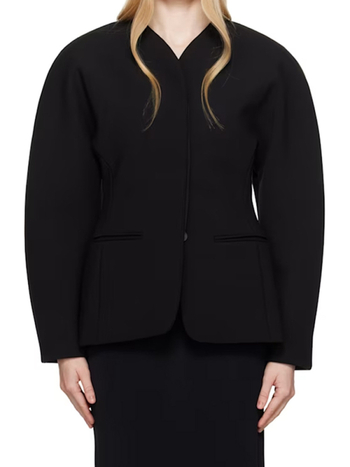 Ženska jakna srednje duljine od pamukasto-smjese, s uskim strukom, V-izrez, dugi rukavi, elegantan gradski stil
