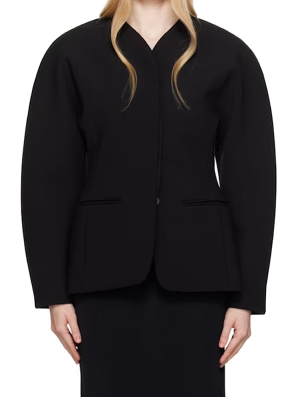 Ženska jakna srednje duljine od pamukasto-smjese, s uskim strukom, V-izrez, dugi rukavi, elegantan gradski stil