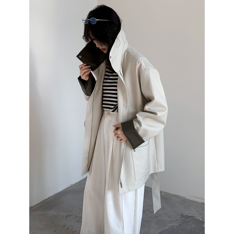 Benview Palton clasic pentru femei, stil britanic, cu rever și curea, croială lejeră, lungime medie