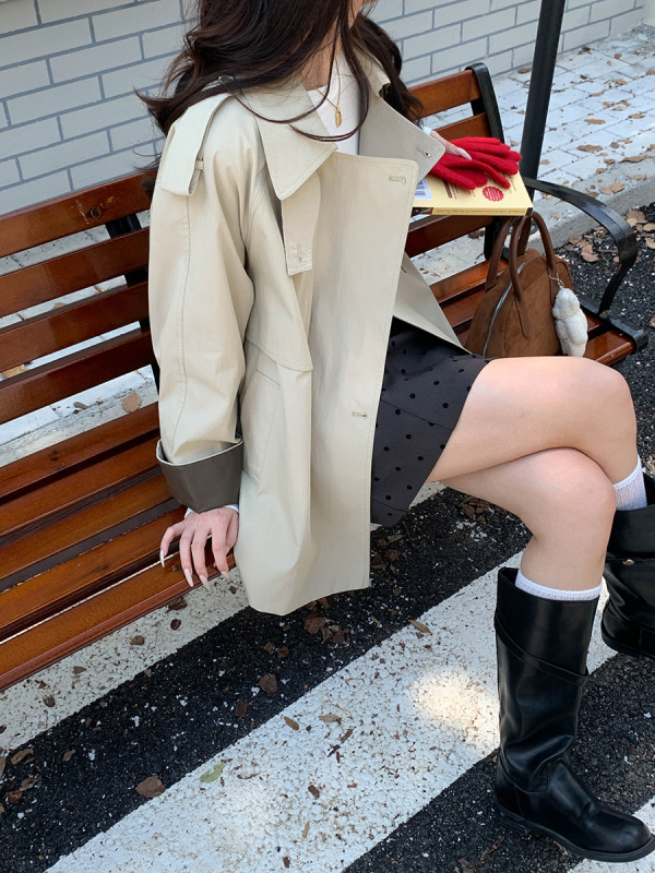 3. Morning Pariz Vintage Trench kaput s ovratnikom i vezom u struku Zy3372