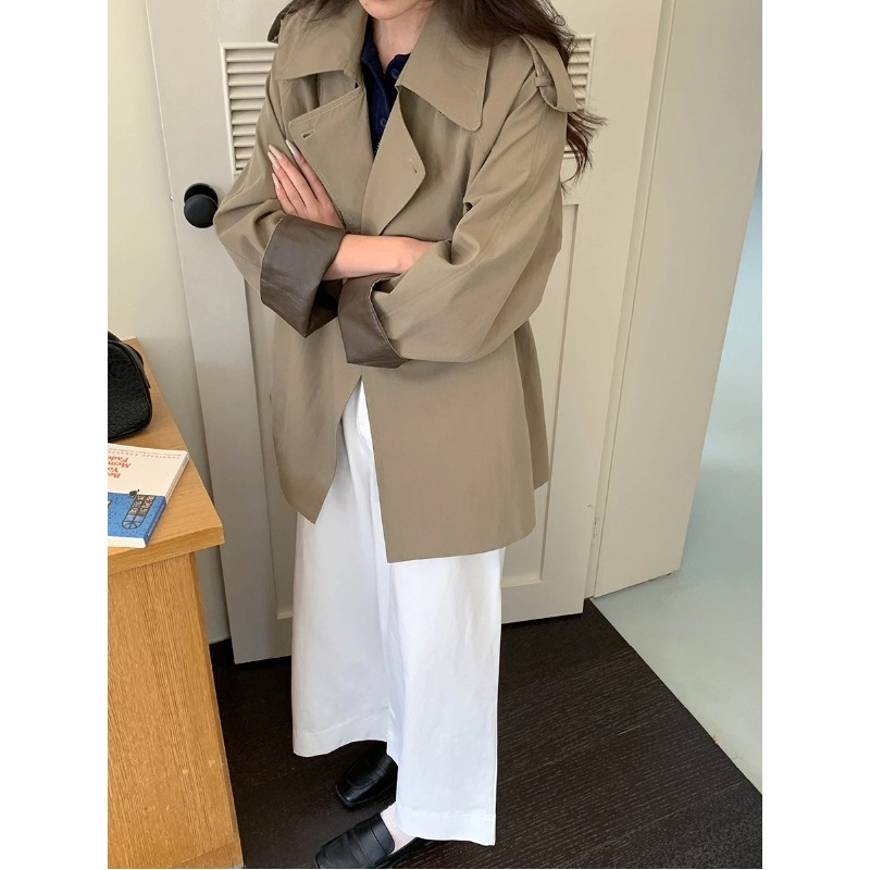 3. Morning Pariz Vintage Trench kaput s ovratnikom i vezom u struku Zy3372