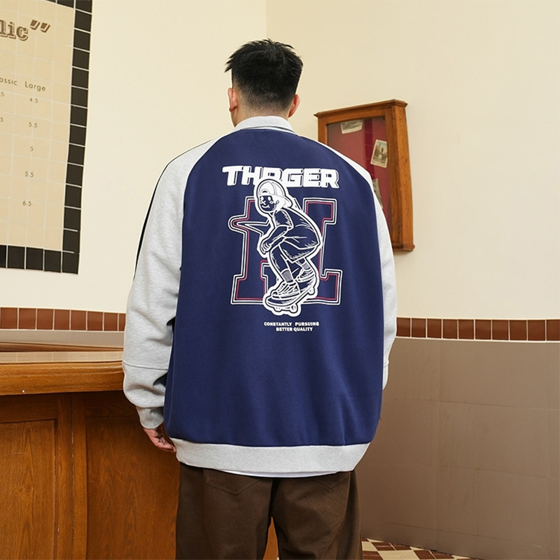 Férfiaknak szóló amerikai baseball-stílusú dzseki, plusz méret, laza szabás, panelos patchwork, mindennapi kabát tavaszra és őszre