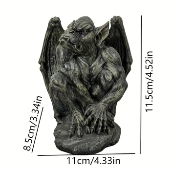 Gotička gargojl statua sa krilima – dekorativni predmet od smole za dom i dvorište
