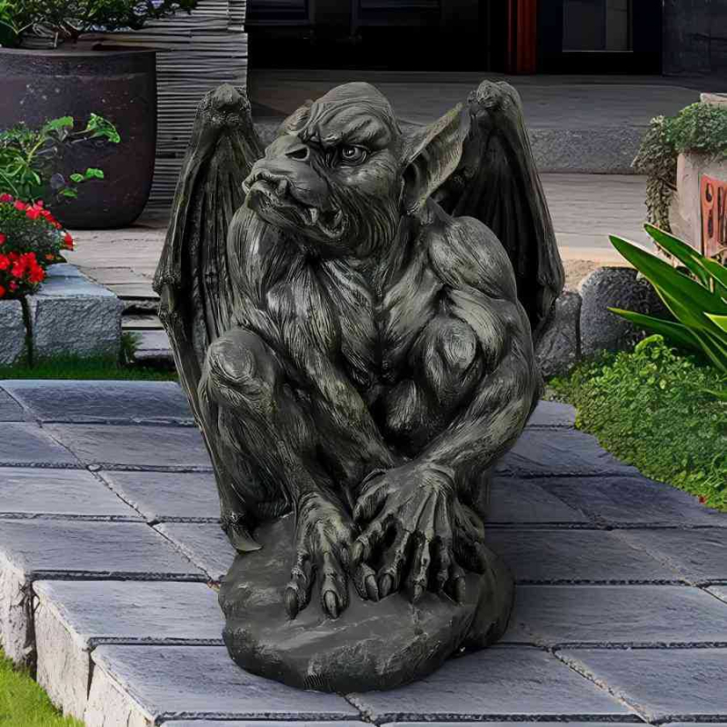 Gotička gargojl statua sa krilima – dekorativni predmet od smole za dom i dvorište