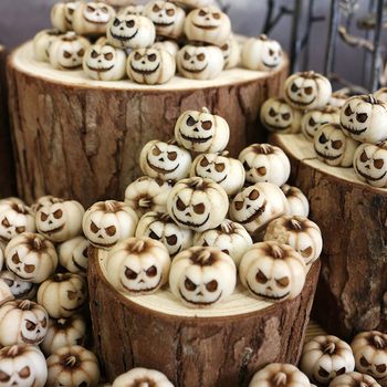 Set bijelih mini tikvi s glavom duha, od smole, Halloween ukras za vrt, mikro pejzažni kamen za postavljanje