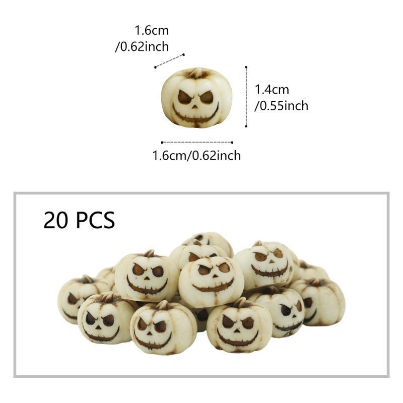 Set bijelih mini tikvi s glavom duha, od smole, Halloween ukras za vrt, mikro pejzažni kamen za postavljanje