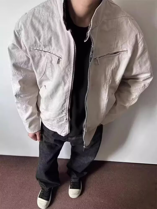 2025-ös új amerikai streetwear bomber dzseki férfiaknak, állógalléros, cipzáros, baseball-stílus