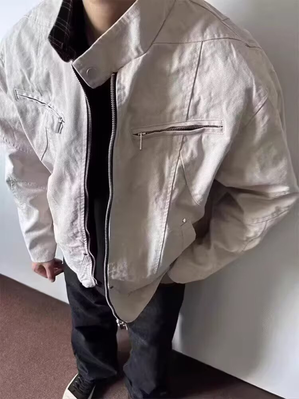 2025-ös új amerikai streetwear bomber dzseki férfiaknak, állógalléros, cipzáros, baseball-stílus