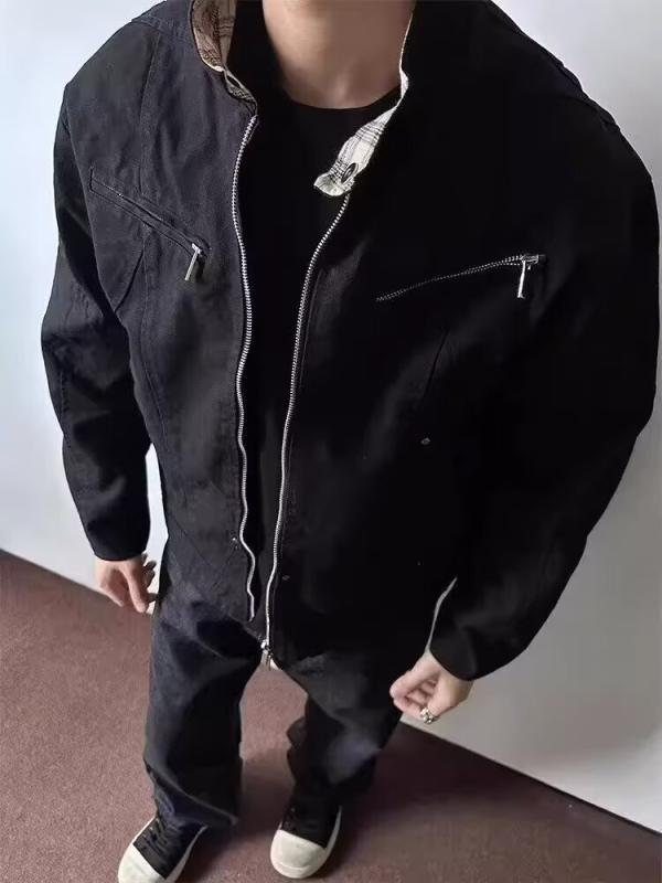 2025-ös új amerikai streetwear bomber dzseki férfiaknak, állógalléros, cipzáros, baseball-stílus