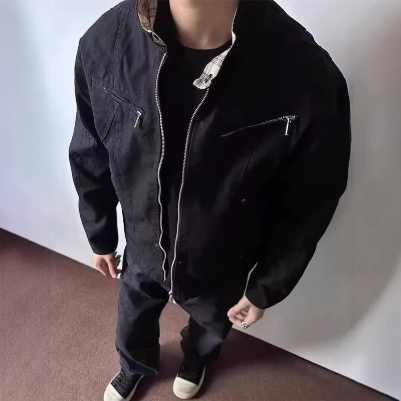 2025-ös új amerikai streetwear bomber dzseki férfiaknak, állógalléros, cipzáros, baseball-stílus