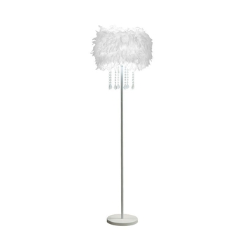 Podna lampa s perjem, francuskog stila, sjenilo od perja i kristalne niti, za dnevni boravak