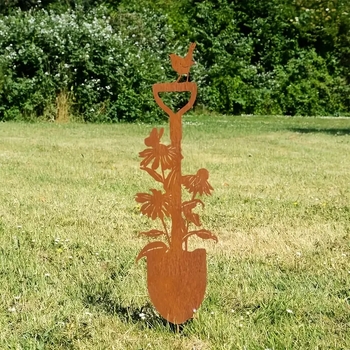 Lopată decorativă din fier, cu finisaj rustic, pentru grădină exterioară
