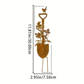 Lopată decorativă din fier, cu finisaj rustic, pentru grădină exterioară